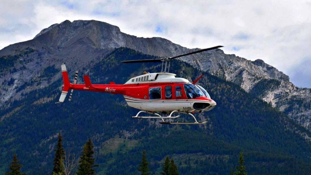 Helicopter flying near Mount Kailash