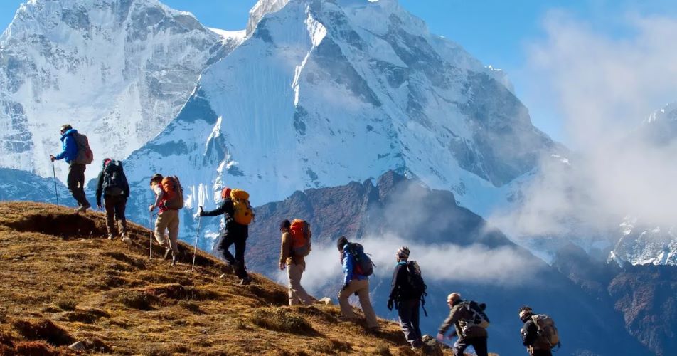 Pilgrims trekking on Kailash Mansarovar yatra trail